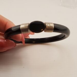 Sterling Silver Black Onyx Bangle Bracelet